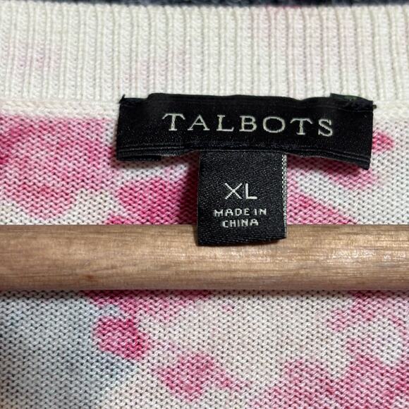 Talbots Womens Watercolor Floral Cardigan XL Lightweight Colorful Feminine Artsy - Picture 5 of 8